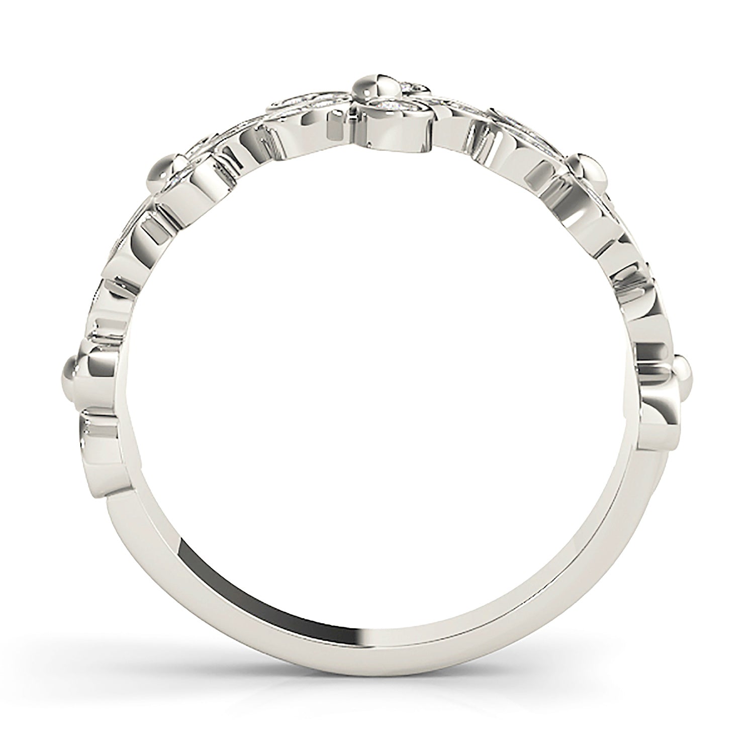 Flower Design Round Diamond Anniversary Ring-VIRABYANI